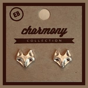 Cute Silver Tone Fox Earrings